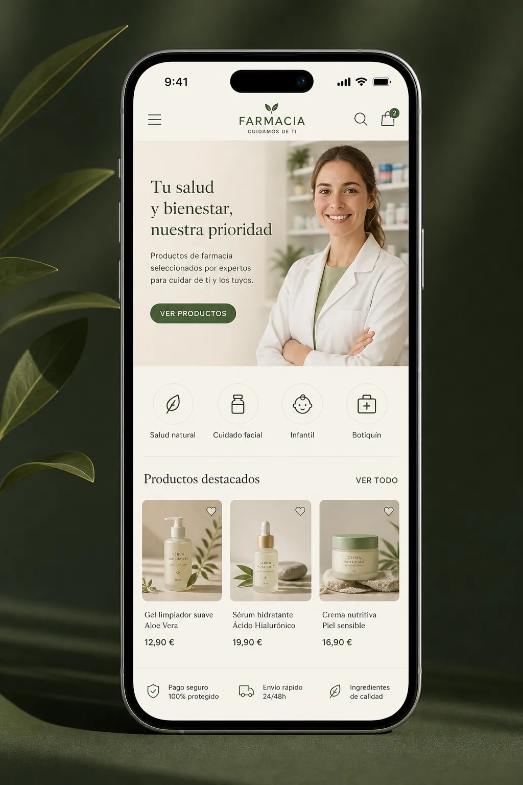 Tienda online Farmacia María Aguirre — vista móvil