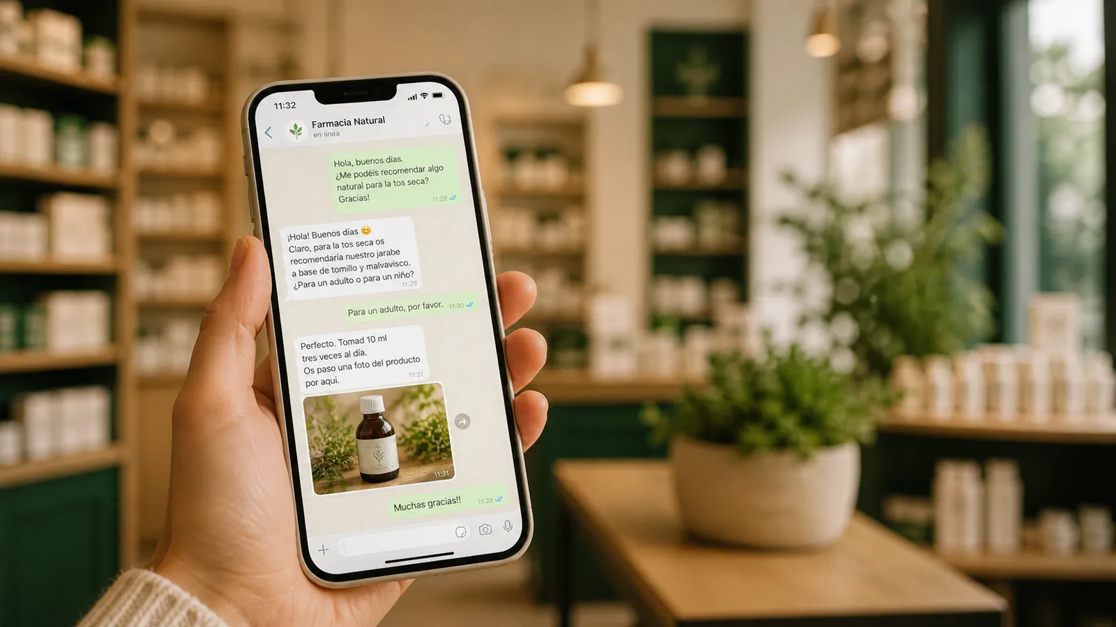 Consejo farmacéutico por WhatsApp — Farmacia María Aguirre