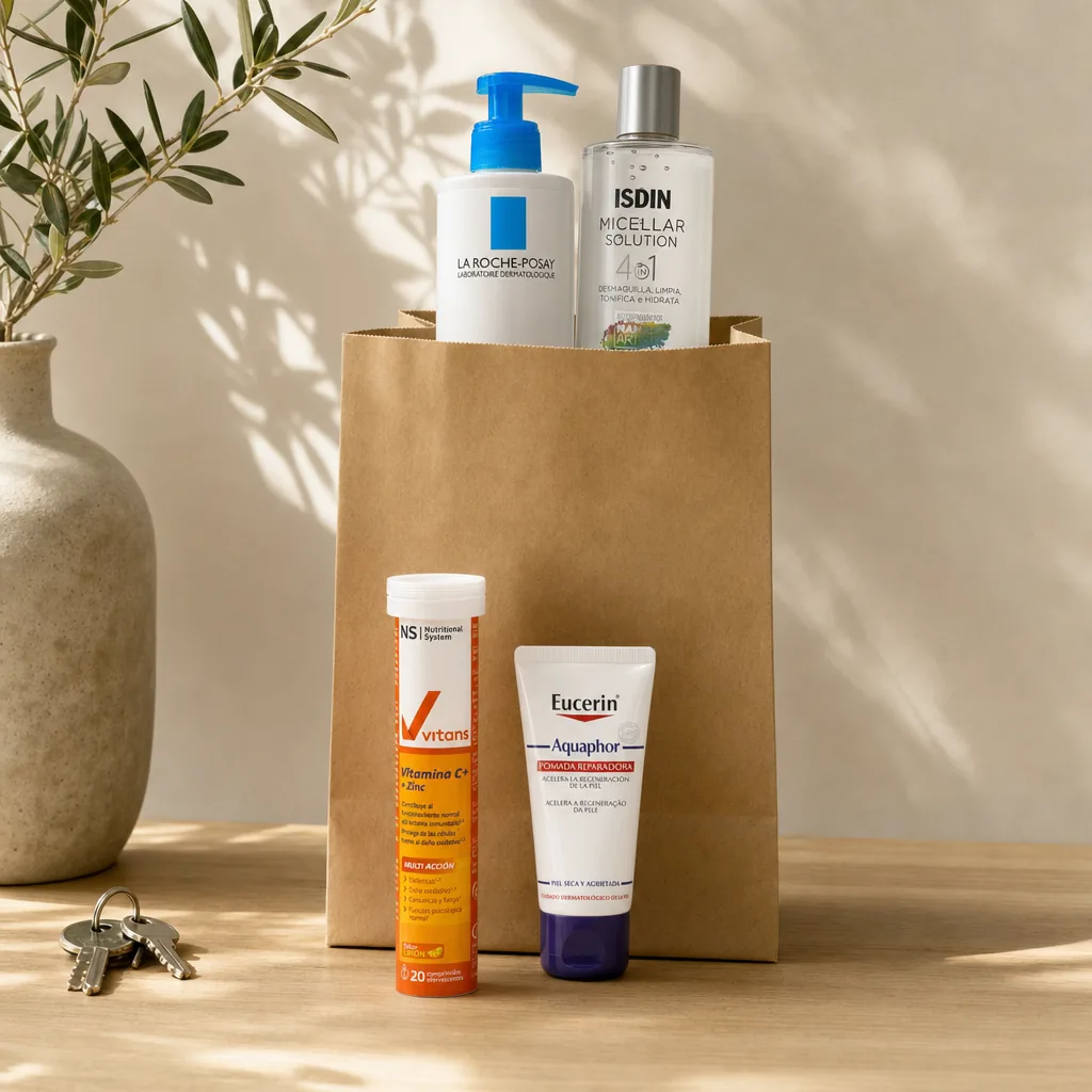 Pedido de la Farmacia María Aguirre listo para llevar a casa, con productos de La Roche-Posay, ISDIN, NS y Eucerin